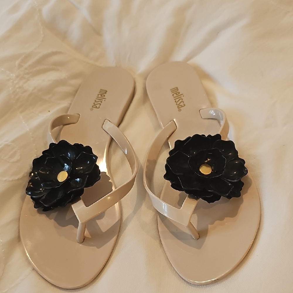 Melissa Women's Sandals with Black Floral Accent